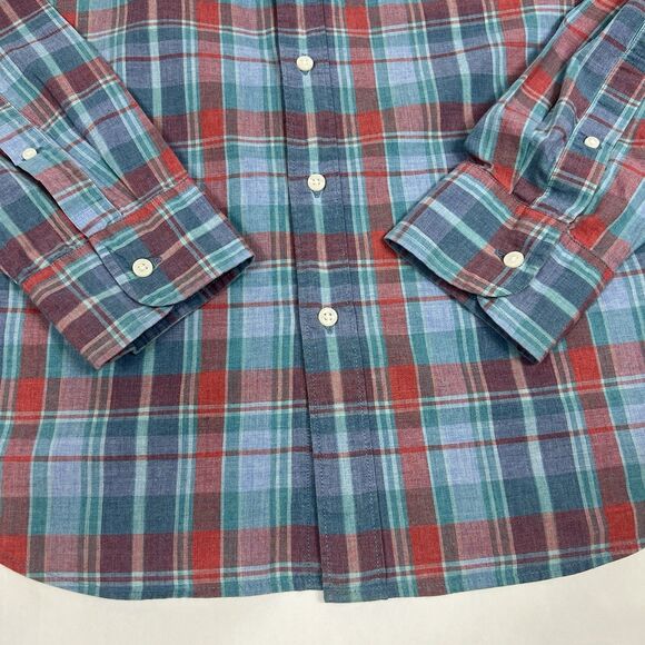 J Crew Slim 100% Cotton Shirting Blue Plaid Long Sleeve Button Shirt Men Medium - Picture 4 of 7